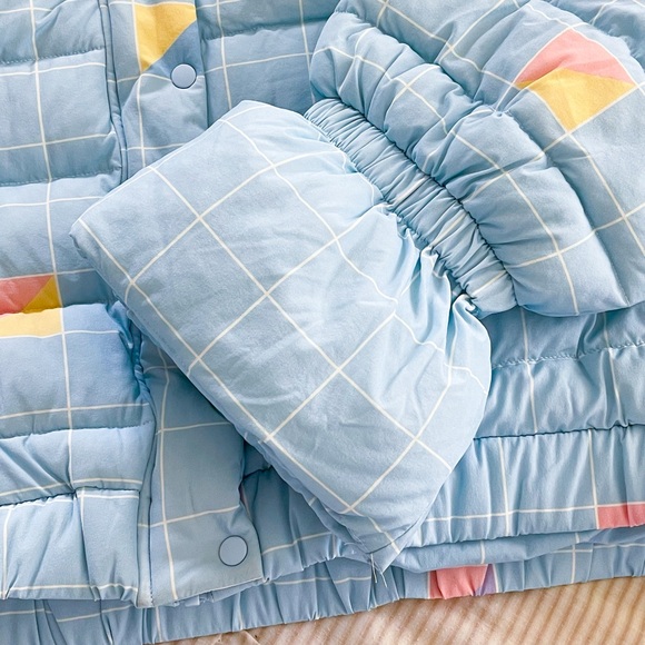 Selkie The Slopes Hooded Puffer Jacket Retro Plaid Blue 5X NWT - Picture 4 of 14